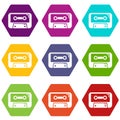 Cassete tape icons set 9 vector Royalty Free Stock Photo