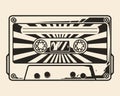 Cassette audio emblem vintage monochrome