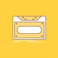 Cassette, demo, record, tape, record Flat Line Filled Icon. Beautiful Logo button over yellow background for UI and UX, website or Royalty Free Stock Photo