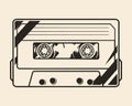 Cassette music vintage monochrome sketch