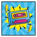 Cassette pop art with star and thunders