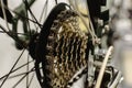 Cassette on the rear wheel of a mountain bike to change gears Royalty Free Stock Photo