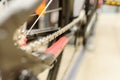 Cassette on the rear wheel of a mountain bike to change gears Royalty Free Stock Photo