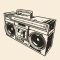 Cassette recorder sketch monochrome vintage