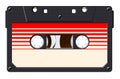 Cassette with retro label as vintage object for 80s revival mix tape design