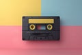 Cassette for retro tape recorder on color background. Generative AI Royalty Free Stock Photo