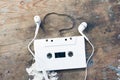 Cassette tape with headaet Royalty Free Stock Photo