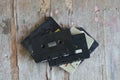 Cassette tape recorder on wood background Royalty Free Stock Photo