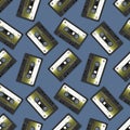 Cassette tape seamless pattern. Retro style vector Royalty Free Stock Photo