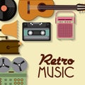 Cassette vinyl guitar radio gramaphone icon. Vector graphic Royalty Free Stock Photo