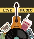 cassette vinyl guitar radio gramaphone icon. Vector graphic Royalty Free Stock Photo