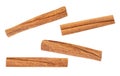 Cassia bark. Cinnamon sticks isolated on white background, top view Royalty Free Stock Photo