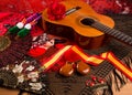 Cassic spanish guitar with flamenco elements Royalty Free Stock Photo