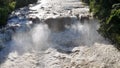 Cassilandia, Mato Grosso do Sul, Brazil - 04 18 2024: aerial image of the Salto Do Rio Apore waterfall