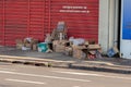 Cassilandia, Mato Grosso do Sul, Brazil - 10 02 2022: cardboard boxes open and piled up on a sidewalk