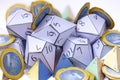 Cassilandia, Mato Grosso do Sul, Brazil - 11 20 2021: Tetrahedral Dice and Pentagonal Trapezohedron Dice