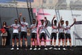 UAE Team Emirates on the podium of the sixth stage of the 102th Tour of Italy Cassino-San Giovanni