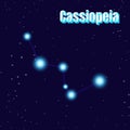 Cassiopeia sing. Star constellation vector element. Constellation symbol. Illustration on dark blue background.