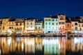 CASSIS, FRANCE - AUGUST 24 2016: Summer night view of the promenade of Cassis, a small touristic town in southern France near Mars Royalty Free Stock Photo