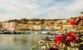 Cassis, France - 2019.Colorful traditional houses on the promenade in the port of Cassis town, Provence, France Royalty Free Stock Photo