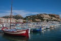 View of traditional boats in the port of Cassis.