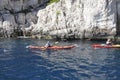 Cassis, 8th september: Canoe Kayaking in the Calanques National Park from the Bay area of Cassis on Cote D`Azur France