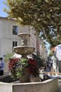 Cassis, 8th september: Monumental Fountain in Place Republique Square in Downtown area of Cassis in Provence France