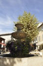 Cassis, 8th september: Monumental Fountain in Place Republique Square in Downtown area of Cassis in Provence France