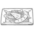 Cassoulet france food cuisine isolated doodle hand drawn sketch with outline style