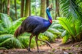 Cassowary bird walking in lush forest Royalty Free Stock Photo