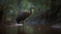Cassowary is walking in a small river