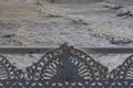 Cast iron antique bench at the seaside Royalty Free Stock Photo