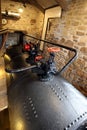 Cast iron coal fired boiler of an industrial steam engine used a