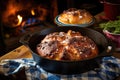 cast iron dutch oven with freshly baked bread