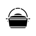 cast iron dutch oven kitchen cookware glyph icon vector illustration