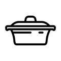 cast iron dutch oven kitchen cookware line icon vector illustration
