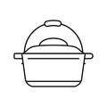 cast iron dutch oven kitchen cookware line icon vector illustration