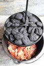 Cast Iron Dutch Oven Pasta Dinner With Briquettes