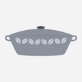 Cast iron dutch oven or pot with pan cover isolated Royalty Free Stock Photo