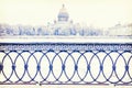 Cast-iron fence in front of St. Isaac`s Cathedral in St. Petersb Royalty Free Stock Photo