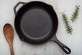 Cast Iron frying skillet with spoon