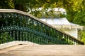 Cast iron ornamental fencing on baroque park bridge Royalty Free Stock Photo
