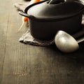 Cast iron pot and vegetables Royalty Free Stock Photo