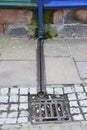 Cast iron rain stormwater drainage system a pipe and slit tray