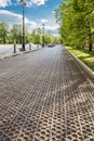 The cast-iron roadway on Yakornaya Square in Kronstadt, Russia