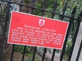 Sign board on historical cemetery