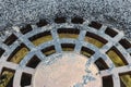 Cast iron storm sewer manhole. Close-up. View from above. drainage system. Rainwater runoff