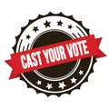 CAST YOUR VOTE text on red brown ribbon stamp Royalty Free Stock Photo