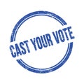 CAST YOUR VOTE text written on blue grungy round stamp