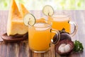 Castalope fruit and mangosteen mix juice Royalty Free Stock Photo